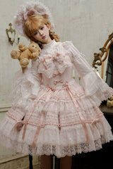 Pink [Reinas] Sleeveless Ruffle Bowknot Lace Sweet Lolita Jsk Dress - Pink - 1
