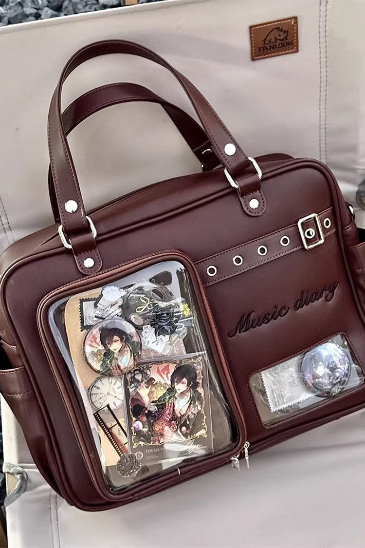 Classic Large Capacity Embroidered Crossbody Lolita Itabag 3 Colors - Brown - 12