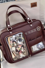 Classic Large Capacity Embroidered Crossbody Lolita Itabag 3 Colors - Brown - 12