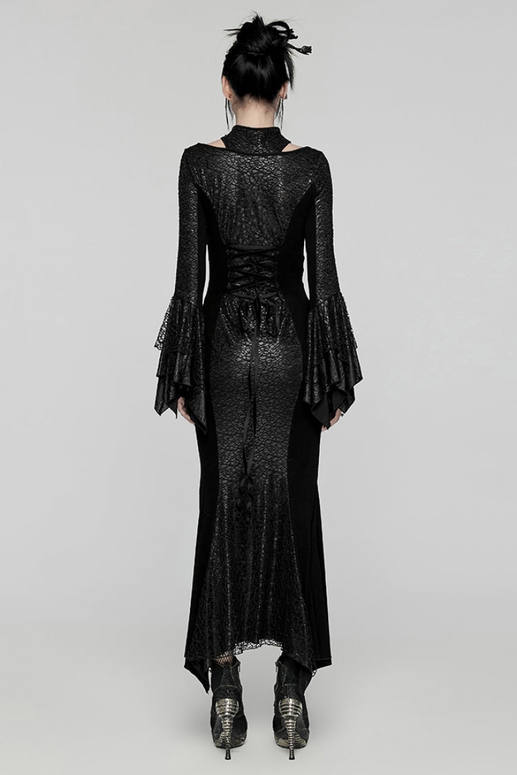 Black Cheongsam Collar Fishtailed Hollow Women's Gothic Dress - Product - 3