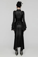 Black Cheongsam Collar Fishtailed Hollow Women's Gothic Dress - Product - 3
