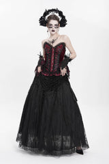 Black Floral Embroidered Beaded Women's Gothic Long Skirt - Product - 7
