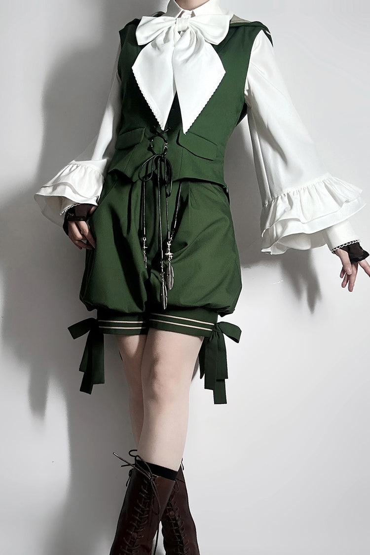 Green [Rabbit Feather] Sweet Prince Handsome Ouji Lolita Shorts - Product - 4