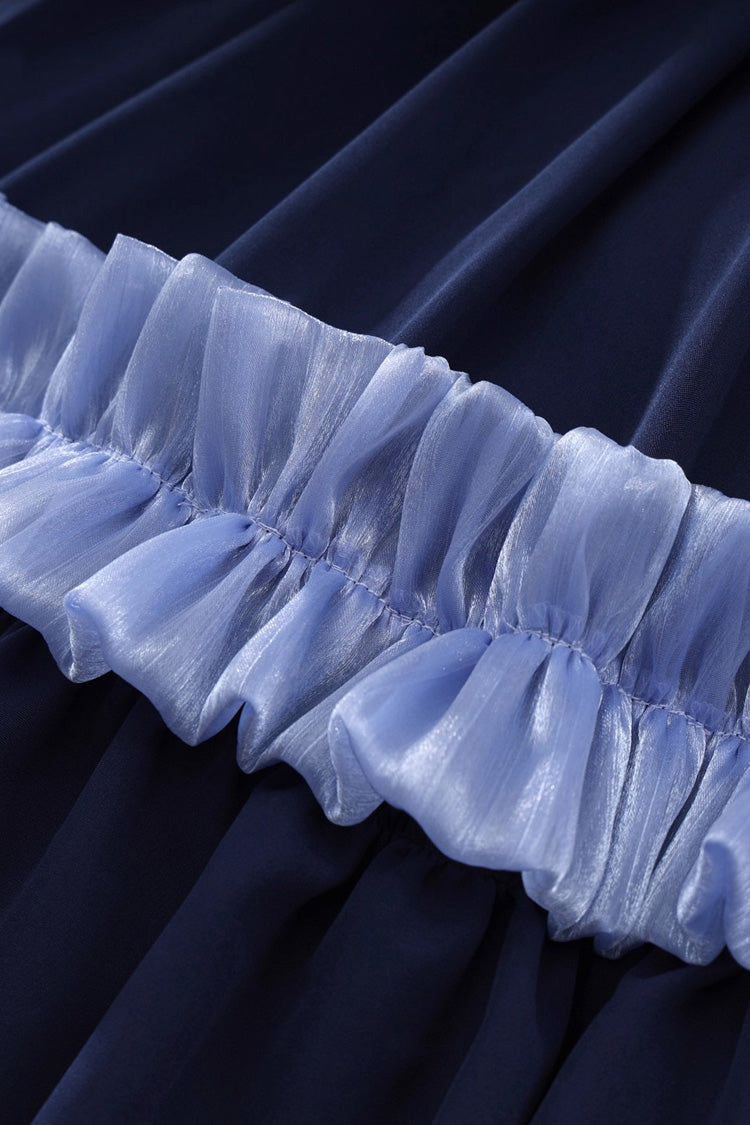 Blue/White Identity V Gardener Cosplay Half Sleeves Ruffle Bowknot Lace Sweet Lolita Skirt Set - Product - 4