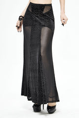 Black High Waisted Jacquard Lace Women's Punk Skirt - Product - 2