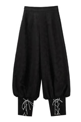 Black [Shadow Dragon Diving Into the Abyss] Long Sleeves Jacquard Embroidered Gothic Chinese Inspired Hanfu Ouji Lolita Set - Pants(Only) - 16