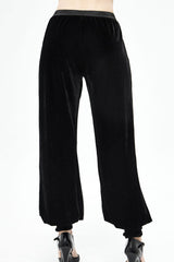 Black Gothic Front Decals Split Splice Mesh Velvet Women's Pants - Product - 4