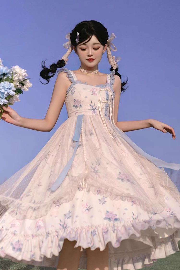 Multi-Color Chinese Style Elegant Flower Wall Print Sweet Lolita Dress - Product - 9