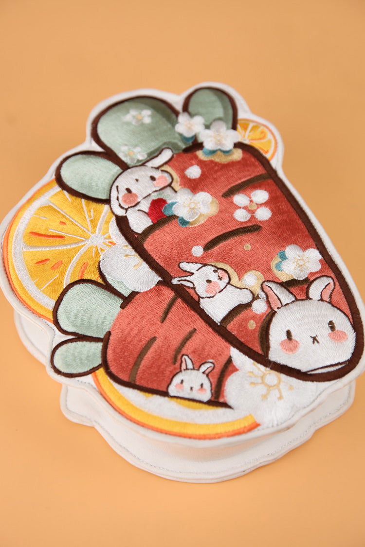 Multi-Color Rabbit Carrot Lemon Embroidery Sweet Lolita Crossbody Bag - Product - 2