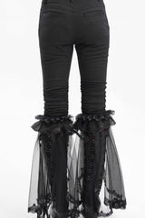 Black Ruffle Stitching Lace Women's Gothic Pants - Product - 8