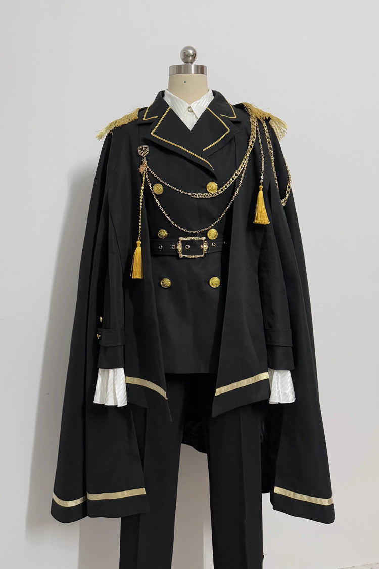Black Lapel Collar Long Sleeves Ouji Military Prince Handsome Lolita Suit Coat - Product - 4