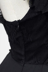 [Ballet of the Dead] Double-Layered Embroidery Lace-Up Gothic Lolita Jsk Dress (Cape Included) - Product - 10