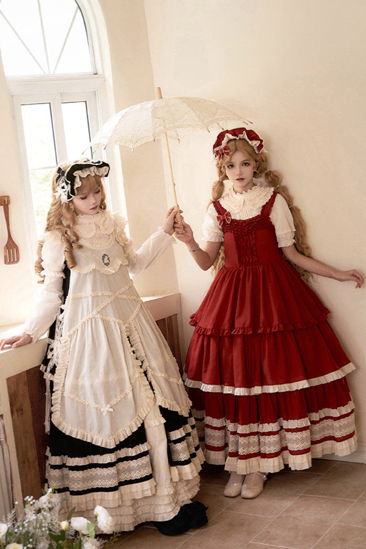 Black [Lily] Multi-Layered Ruffle Lace Classic Elegant Lolita Jsk Dress - Product - 8
