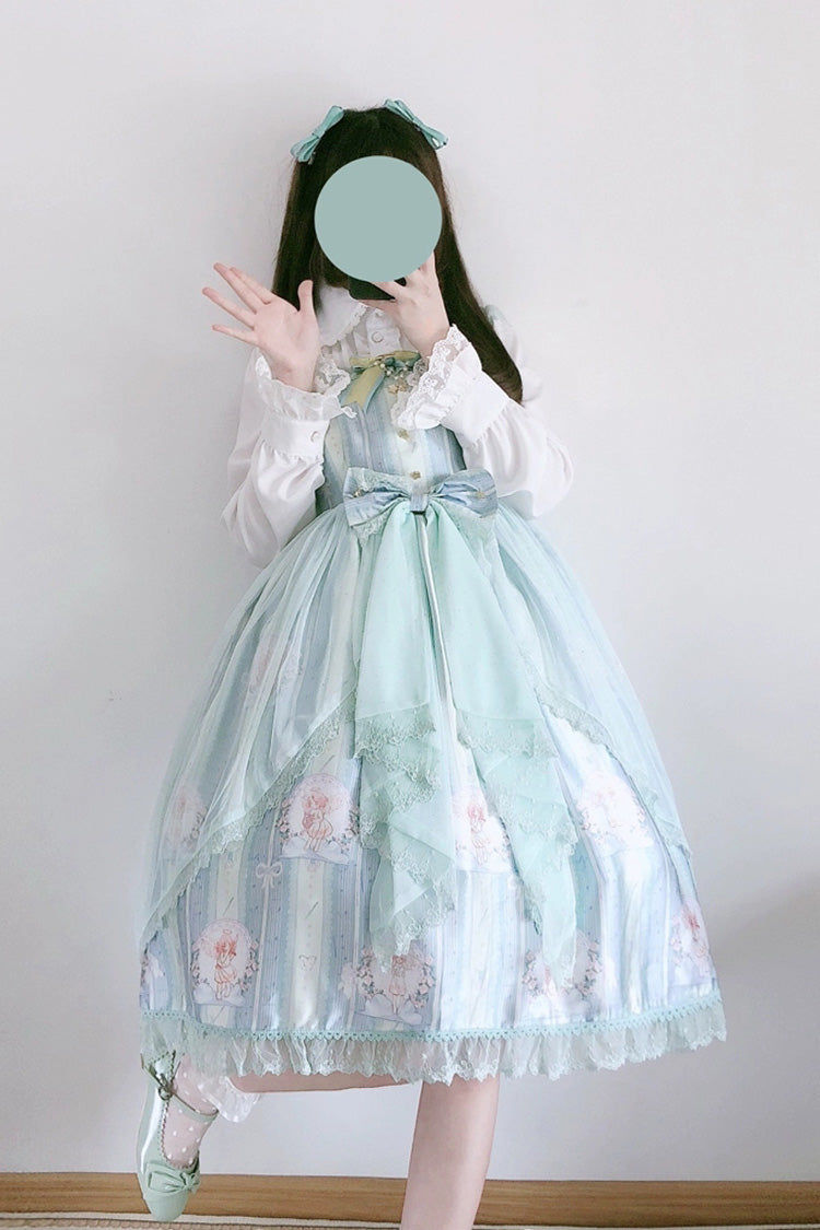 [Angel's Hymn] Print Ruffle Bowknot Sweet Lolita Jsk Dress 2 Colors - Product - 4