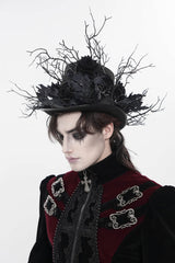 Black Men's Gothic Rose Leaf Branch Hat - Product - 3