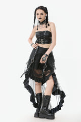 Black Lace-Up Eyelet Belted Women's Punk Bustier - Product - 9