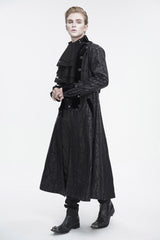 Black Stand Collar Totem Printed Long Men's Gothic Coat - Product - 6