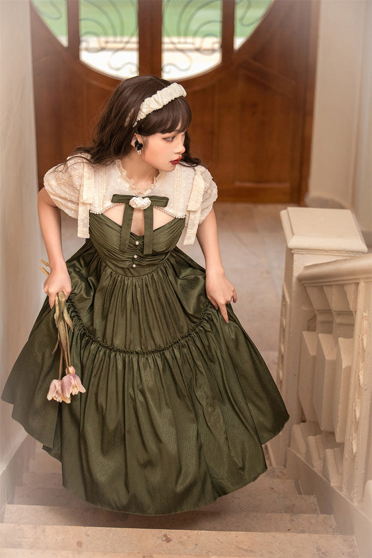 Dark Green Noble Retro Elegant Country Poetry Classic Lolita Dress - Product - 5