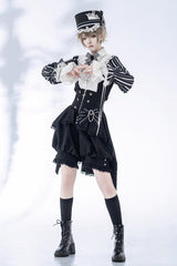 Black Wonderful Trick Stripe Print Lace Ouji Fashion Elegant Lolita Shorts - Product - 5