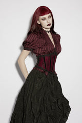 Red Lace Lace-Up Slim Fit Color-Blocked Women's Gothic Luxurious Royal Cosplay Underbust Corset - Product - 8