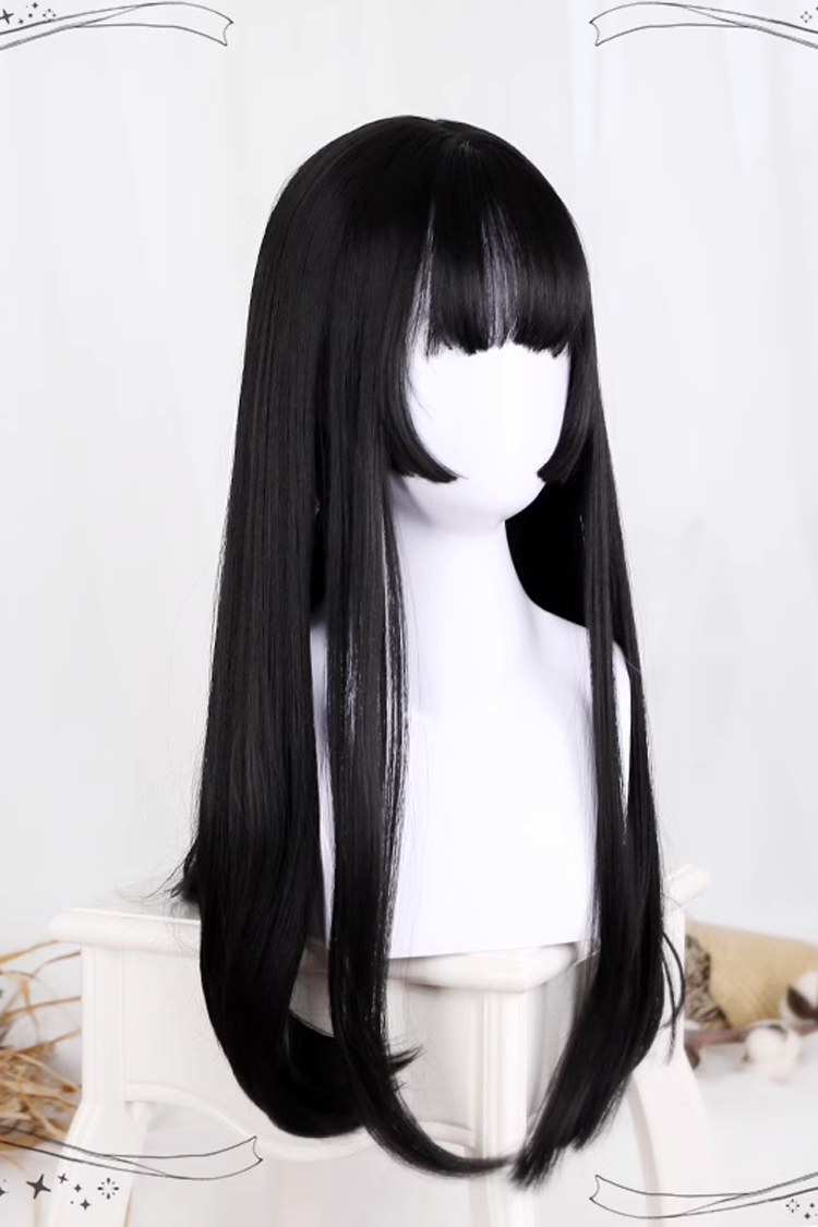 Two Colors Hime Cut  Long Straight Hair Classic Lolita Wigs - Product - 2