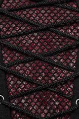 Black/Red Long Sleeves Stitching Lace-Up Ripped Men's Punk Blouse - Product - 7