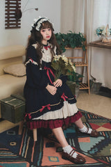 Blue Long Sleeves Ruffle Bowknot Daily Sweet Princess Lolita Dress - Product - 2