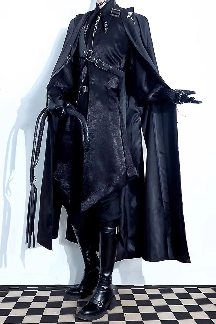 Black [Night Sentinel] Long Sleeves Ouji Gothic Lolita Long Trench Coat - Product - 2