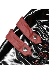Black/Red Slim Fit Sexy Rock Stretch Bag Hip Slit Patent Leather Punk Women's Skirt - Product - 9