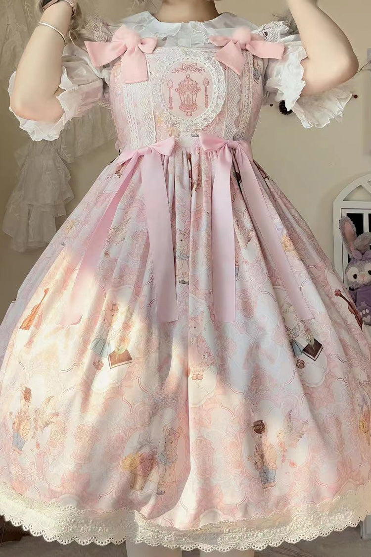 [Sweetheart Party] Sleeveless Printed Ruffled Embroidered Lace Sweet Lolita Jsk Dress 3 Colors - Product - 11