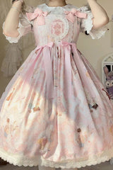 [Sweetheart Party] Sleeveless Printed Ruffled Embroidered Lace Sweet Lolita Jsk Dress 3 Colors - Product - 11