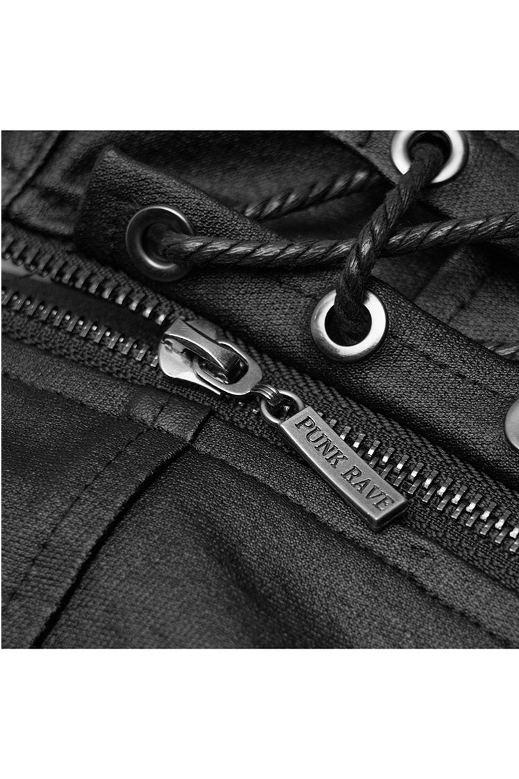 Black Side Metal Clasp Lace-Up Irregular Hem Plus Size Skinny Leather Women's Punk Skirt - Product - 9