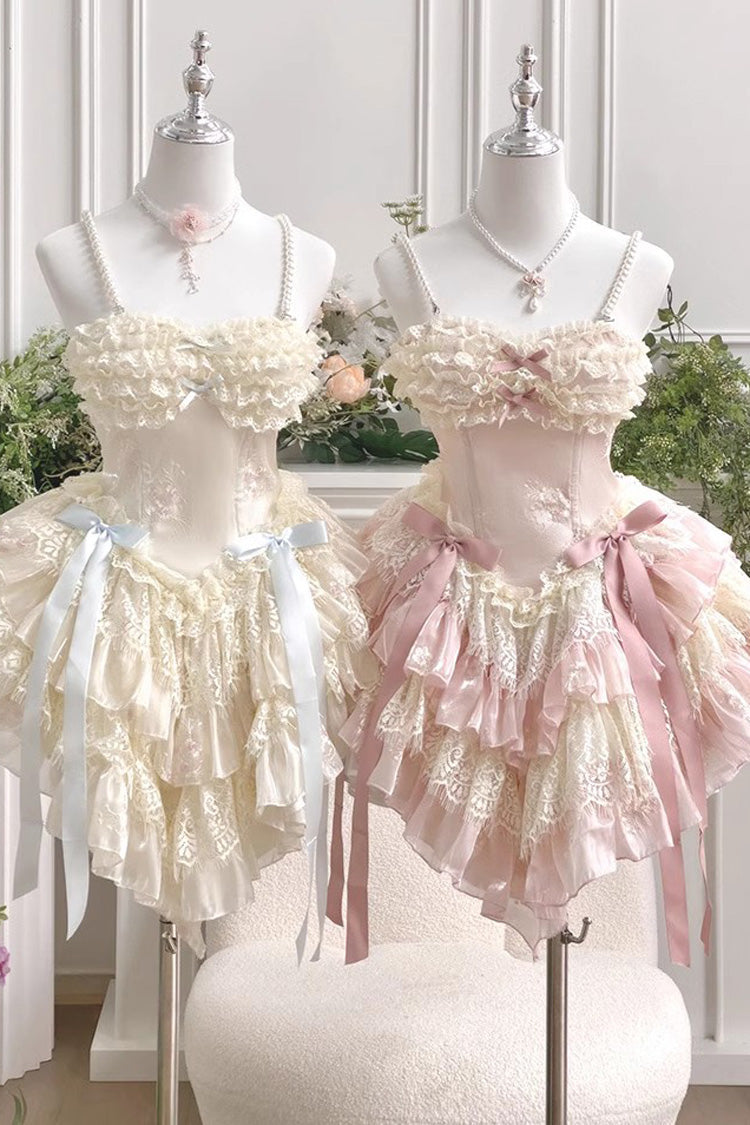 Dream of Love Multi-Layered Ruffle Bowknot Lace Sweet Lolita Dress 2 Colors - Product - 2