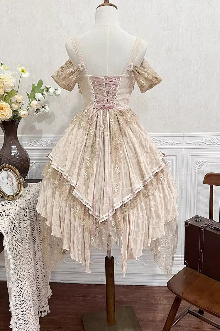 Yellow Sleeveless High Waisted Print Irregular Sweet Lolita Jsk Dress - Product - 6
