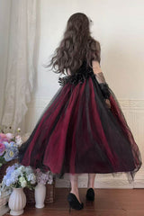 Black/Red [Sanglin’s Tribute] Off Shoulder Ruffled Gothic Lolita Dress - Product - 15