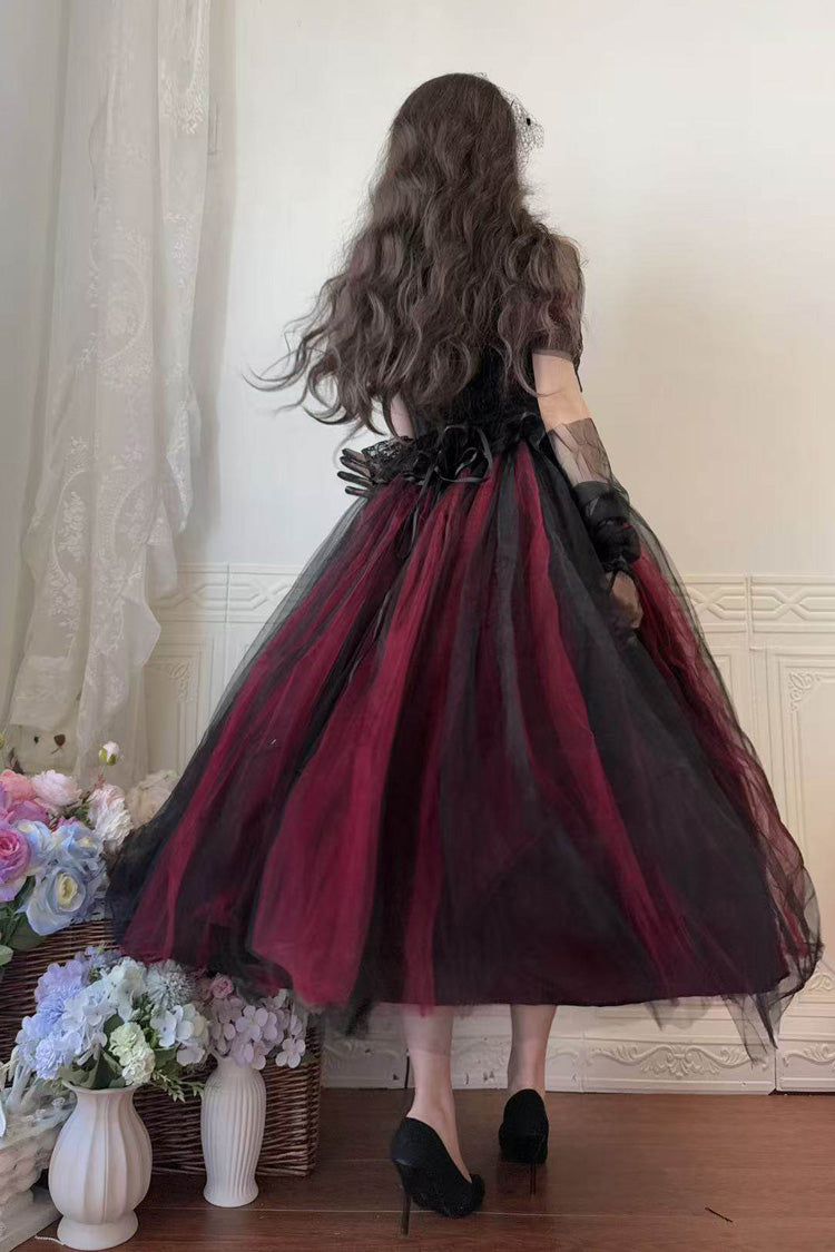 Black/Red [Sanglin’s Tribute] Off Shoulder Ruffled Gothic Lolita Dress - Product - 15