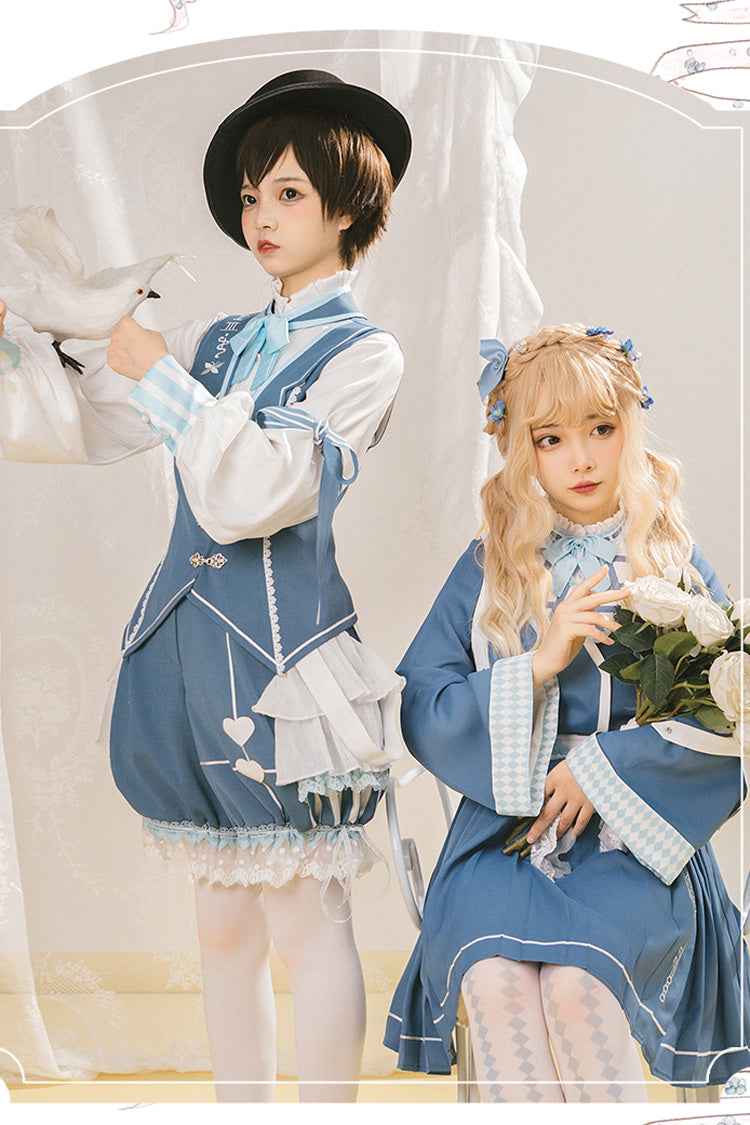 Blue/White Alice Detective Series Ouji Lolita Set - Product - 4