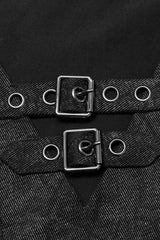 Black Short Sleeves Buckle Stitching Mesh Men's Steampunk T-Shirt - Product - 5