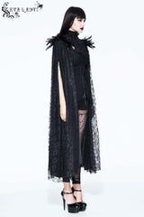 Black Palace Style Lace Long Women's Gothic Cloak - Product - 3