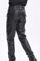 Black High Waisted Faux Leather  Men's Gothic Pants - Product - 10