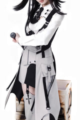 Black/White Long Sleeves Color Matching Handsome Sci-fi Lolita Skirt Set - Product - 5
