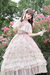 Multi-Color Bellflower Print Ruffle Lace Sweet Princess Lolita Dress - Product - 2