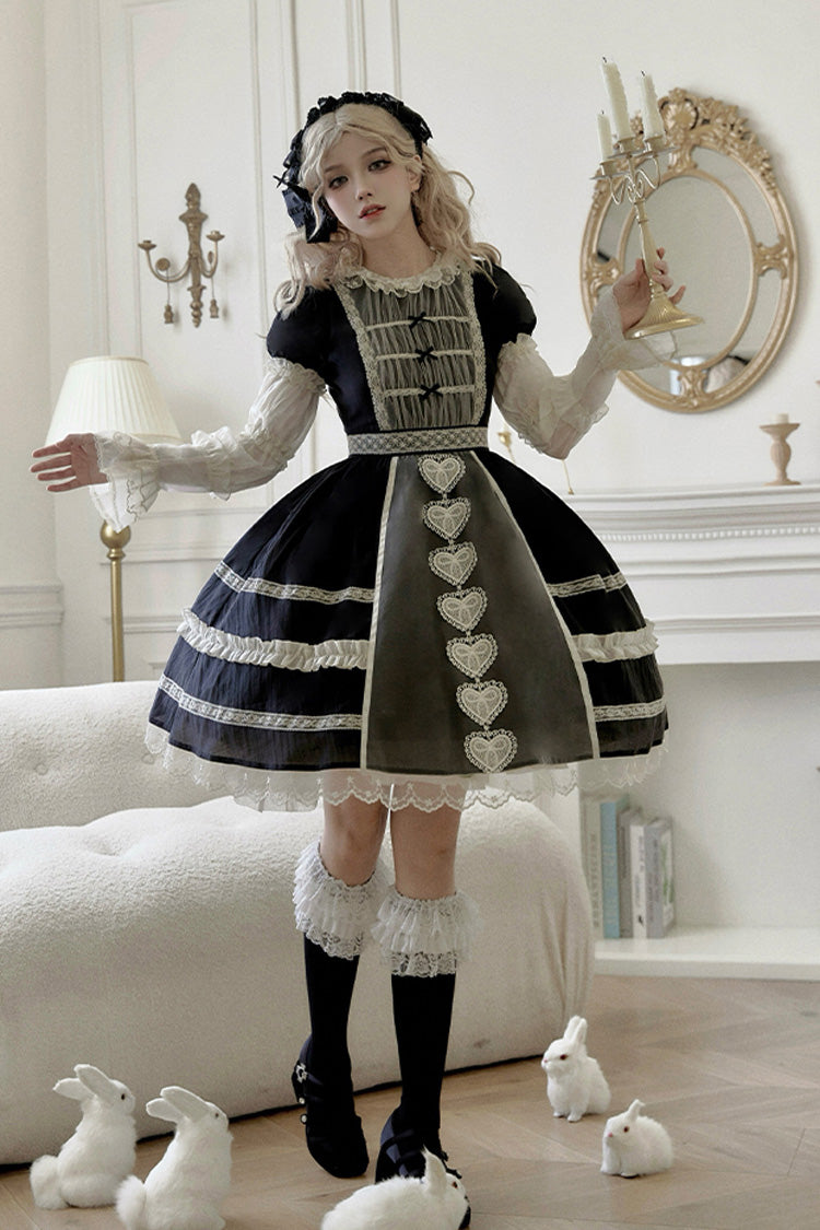 Wish Heart Short Sleeves Cardigan Bowknot Sweet Princess Lolita Jsk Dress 2 Colors - Product - 5