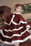 Red Christmas Carol Triple-Layered Bowknot Sweet (Dress Only) front view