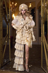 Beige [Slavic Noble Lady] Short Sleeves Ruffled Lace Fluffy Sweet Lolita Coat Cloak - Product - 5