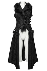 Black V Collar Sleeveless Jacquard Detachable Lace-Up Women's Gothic Vest - Product - 3