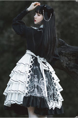Black Love Eyes Print Retro Classic Lolita OP Dress - Product - 5