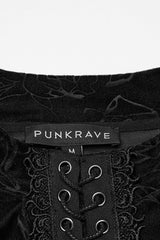 Black Stand Collar Long Sleeves Rose Embossed Lace-Up Zippered Men's Gothic Top - Product - 8