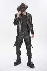 Spliced Irregular Detachable Studded Zippered Men's Punk Handsome Pants  With Big Pockets - Product - 10
