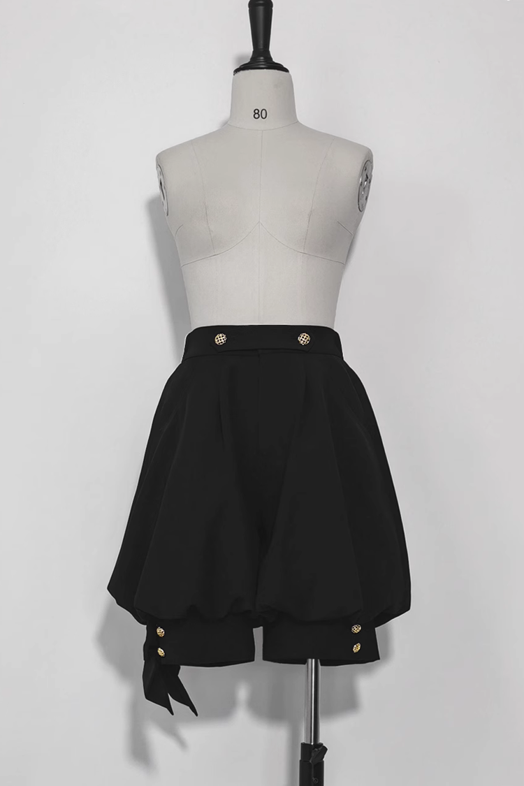 Black Retro Cute Cool Ouji Fashion Lolita Shorts - Black - 1